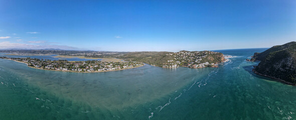 Wall Mural - Drone view at the lake in front of Knysna, South Africa