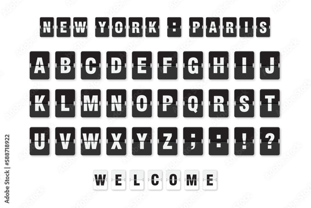 Scoreboard flip font. Realistic mechanical scoreboard with alphabet and ...