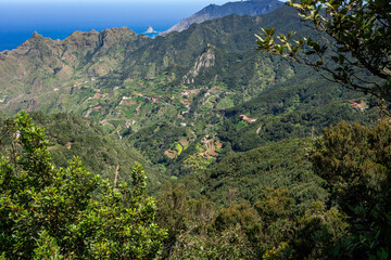 Canvas Print - Aerial View of Beautiful Mountains of the Anaga Rural Park in Tenerife, Canary Islands, Spain. 