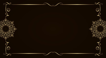 brown background, with gold mandala decoration