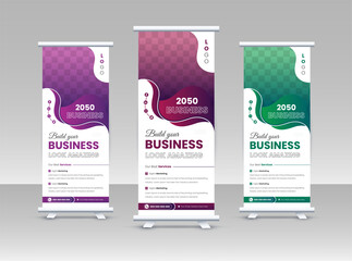 Wall Mural - Business Roll Up Banner stand vector creative design. Sale banner stand or flag design layout. Modern Exhibition Advertising vector.	