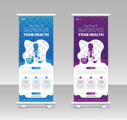 Wall Mural - Medical healthcare roll up banner design and standee banner template.