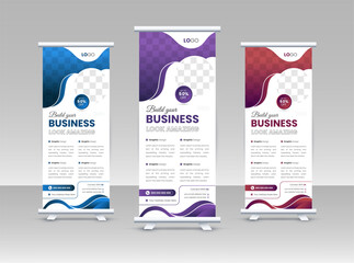 Wall Mural - Business Roll Up Banner stand vector creative design. Sale banner stand or flag design layout. Modern Exhibition Advertising vector.	