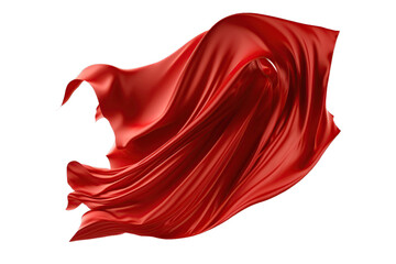 Wall Mural - flying red silk fabric. ai. waving satin cloth isolated on transparent background