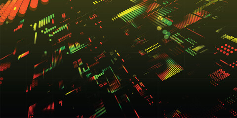 Poster - Abstract digital background. Data flow information. Concept of digital communication. Big data visualization. Vector illustration. 3d rendering.