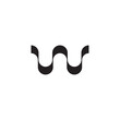 black wave letter w logo vector