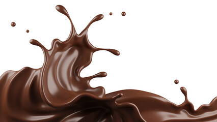 Chocolate  splasht png file , 3D Rendering, 3D illustration
