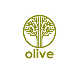 Wall Mural - Olive tree symbol, olive oil label, organic food