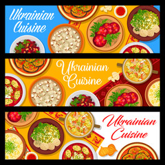 Sticker - Ukrainian cuisine meals banners, food dishes menu