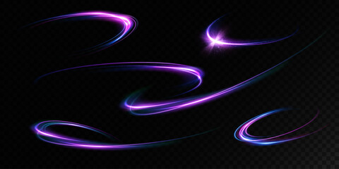 Leinwandbilder - Abstract light lines of movement and speed in neon color. Light everyday glowing effect. semicircular wave, light trail curve swirl, optical fiber incandescent.