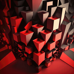 Wall Mural - Red cube background material, AI generated.