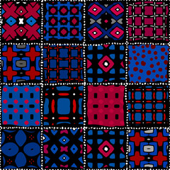 Poster - Vector ethnic tribal pattern. Seamless art image. Rhombuses patchwork.