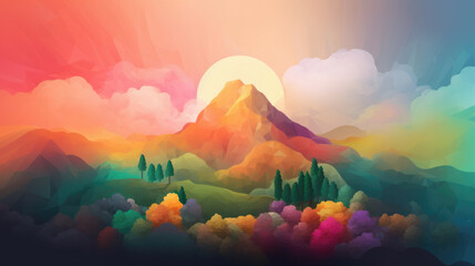 Wall Mural - Poly Mountains created with Generative AI Technology, ai, generative