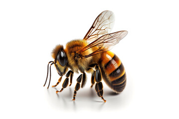 Poster - honeybee is isolated on a white background. AI generation