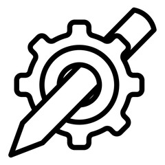 Administration icon with gear and pencil shape