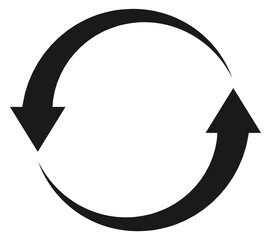 Poster - cycle arrows symbol. black round restart sign