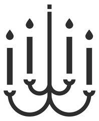 Poster - Chandelier icon. Black electric candle light symbol