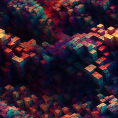 Wall Mural - **TILED** Digital Cube Pattern, Created with generative AI