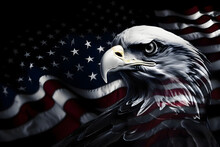 Eagle On The Background Of The American Flag, Memorial Or Independence Day, Generative AI 5