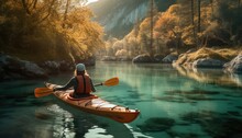 A Person Enjoying An Eco-friendly Activity, Such As Kayaking Or Hiking, With A Focus On The Importance Of Preserving Natural Habitats. Generative AI