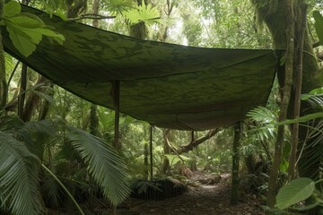 Wall Mural - Canopy of the rainforest provided shelter. Generative AI