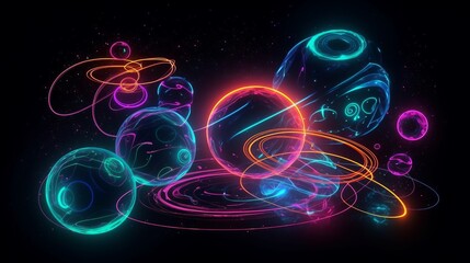 Wall Mural - multiverse in neon style. generative ai