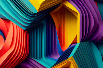 Wall Mural - Abstract Art of Colorful Geometric Lines.  Generative AI.