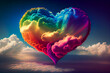 Love-Filled Sky with Rainbow Heart. LGBT Pride . Generative AI
