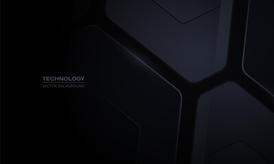 Poster - Abstract modern technology black background with geometric 3D shapes. Vector illustration
