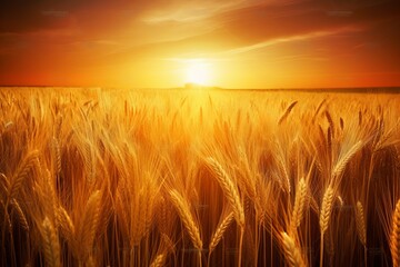 golden wheat field with sun