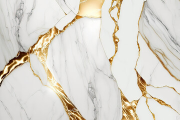 Wall Mural - Luxury marble texture background white gold. Natural stone material pattern. Generative AI