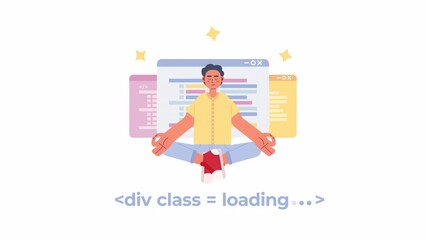 Poster - Animated div class loader. Programming course, class. Flash message 4K video footage. Color isolated loading wait-animation progress indicator with alpha channel transparency for UI, UX web design