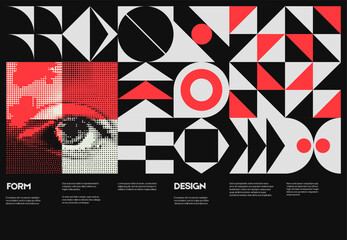 Poster - Deconstructed postmodern illustrations feature vector abstract symbols with bold geometric shapes. They are ideal for a variety of uses, such as web backgrounds, poster design and cover art.