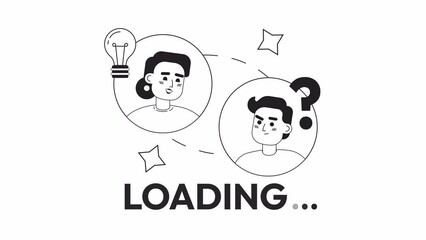 Fototapete - Animated bw virtual teamwork loader. Stay connected. Flash message 4K video footage. Monochrome isolated loading wait-animation progress indicator with alpha channel transparency for UI, UX web design