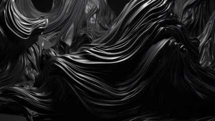 Poster - An abstract black background with wavy lines and curves in the center of the image, with a black background with a black background and a white background. Generative ai