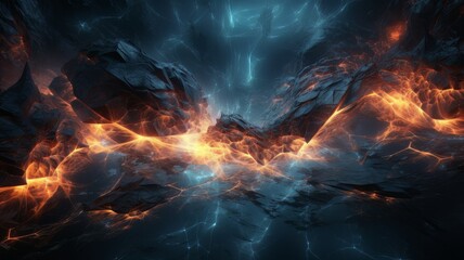 Poster - Blue scifi fire wallpaper. Generative ai