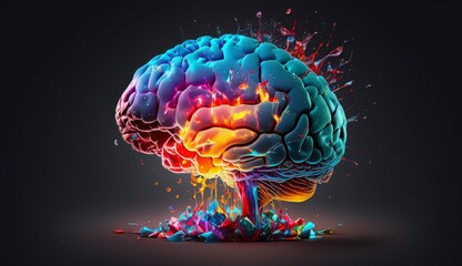 Abstract colorful brain, idea concept. Generative ai