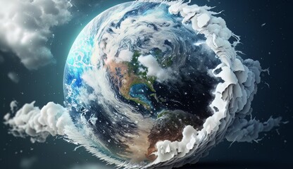 Aufkleber - Ultra Realistic Earth from Space Dolly Zoom. Generative ai