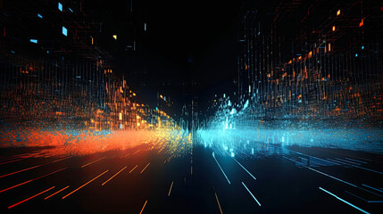 Wall Mural - Abstract technology concept, futuristic cyberspace background, abstract connected dots and line, generative ai
