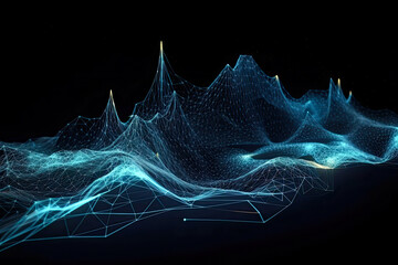 Wall Mural - Abstract technology concept, futuristic cyberspace background, abstract connected dots and line, generative ai