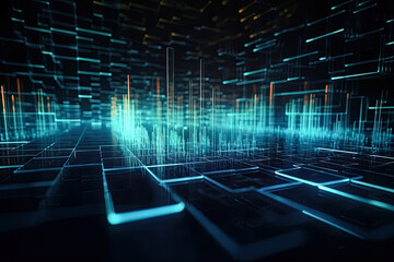 Wall Mural - Abstract technology concept, futuristic cyberspace background, abstract connected dots and line, generative ai