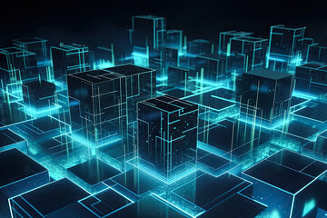 Wall Mural - Abstract technology concept, futuristic cyberspace background, abstract connected dots and line, generative ai