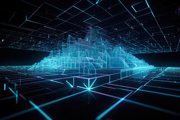 Wall Mural - Abstract technology concept, futuristic cyberspace background, abstract connected dots and line, generative ai