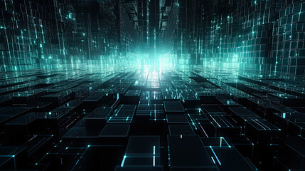 Wall Mural - Abstract technology concept, futuristic cyberspace background, abstract connected dots and line, generative ai
