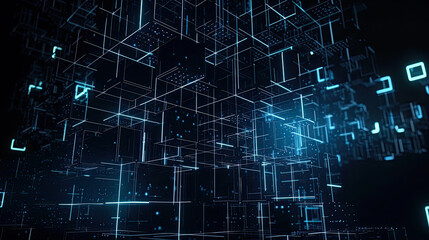 Wall Mural - Abstract technology concept, futuristic cyberspace background, abstract connected dots and line, generative ai