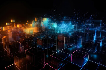Wall Mural - Abstract technology concept, futuristic cyberspace background, abstract connected dots and line, generative ai