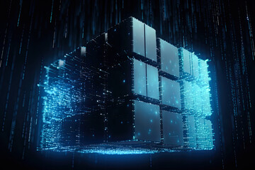 Wall Mural - Abstract technology concept, futuristic cyberspace background, abstract connected dots and line, generative ai