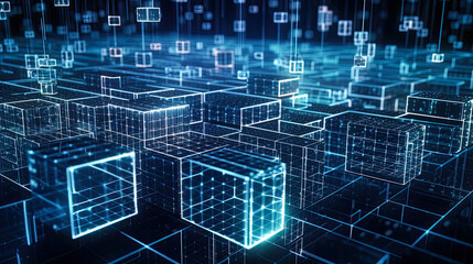 Wall Mural - Abstract technology concept, futuristic cyberspace background, abstract connected dots and line, generative ai