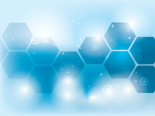Wall Mural - Blue abstract background with technology and science element design and hexagon geometric shapes.