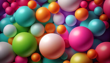 Poster - Abstract background with multicolored balloons. Generative AI